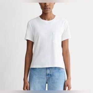 Everlane White Crewneck Short Sleeve Pocket Tee